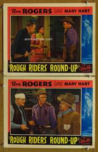 z001 ROUGH RIDERS' ROUND-UP 2 movie lobby cards '39 Roy Rogers, Hart