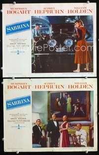 z734 SABRINA 2 movie lobby cards '54 Audrey Hepburn, Bogart, Holden