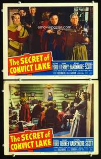 z752 SECRET OF CONVICT LAKE 2 movie lobby cards '51 Glenn Ford, Tierney