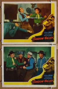 z765 SHADOW VALLEY 2 movie lobby cards '47 tough cowboy Eddie Dean!