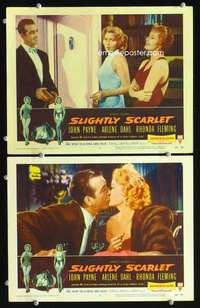 z804 SLIGHTLY SCARLET 2 movie lobby cards '56 Arlene Dahl, Fleming