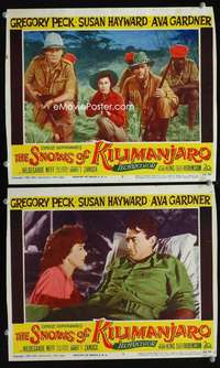 z806 SNOWS OF KILIMANJARO 2 movie lobby cards '52 Peck,Gardner,Hayward
