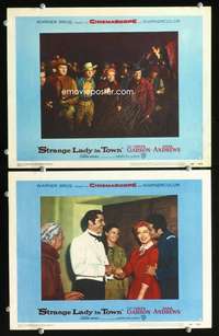 z834 STRANGE LADY IN TOWN 2 movie lobby cards '55 Greer Garson, Andrews