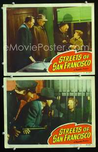 z839 STREETS OF SAN FRANCISCO 2 movie lobby cards '49 Robert Armstrong