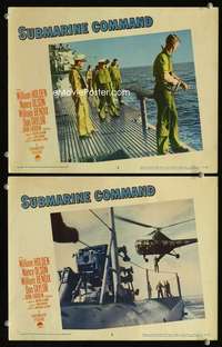 z841 SUBMARINE COMMAND 2 movie lobby cards '51 sailors on deck!