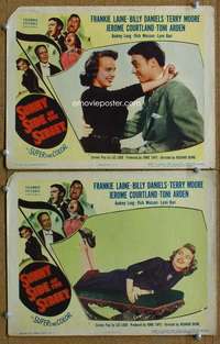 z848 SUNNY SIDE OF THE STREET 2 movie lobby cards '51 Terry Moore