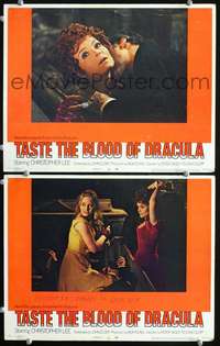 z858 TASTE THE BLOOD OF DRACULA 2 movie lobby cards '70 Hammer vampire!