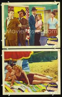 z866 TENSION 2 movie lobby cards '49 Cyd Charisse, Audrey Totter