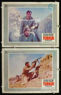 z897 TOBRUK 2 movie lobby cards '67 Rock Hudson with machine gun!
