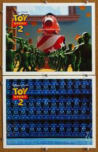 z904 TOY STORY 2 2 movie lobby cards '99 two great scenes!