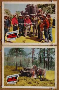 z017 TRAIL OF ROBIN HOOD 2 movie lobby cards '50 Roy Rogers & Trigger!