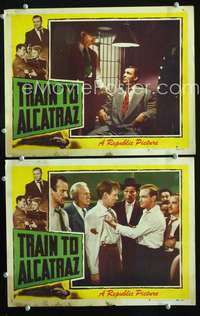 z906 TRAIN TO ALCATRAZ 2 movie lobby cards '48 Don Red Barry in prison!