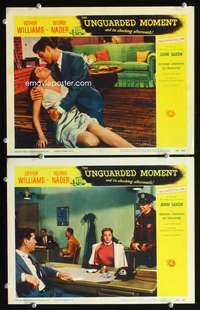 z932 UNGUARDED MOMENT 2 movie lobby cards '56 Esther Williams, Nader