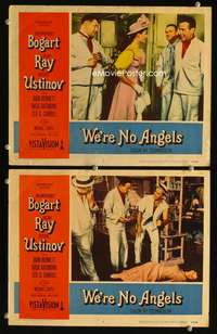 z958 WE'RE NO ANGELS 2 movie lobby cards '55 Humphrey Bogart