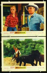 z960 WESTBOUND 2 movie lobby cards '59 Randolph Scott, Budd Boetticher