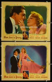 z965 WHEN LOVE IS YOUNG 2 movie lobby cards '37 Virginia Bruce, Taylor