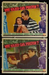 z972 WHO KILLED GAIL PRESTON 2 movie lobby cards '38 Rita Hayworth