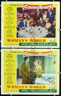 z981 WOMAN'S WORLD 2 movie lobby cards '54 Allyson, Webb,Heflin,Bacall