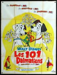 b619 ONE HUNDRED & ONE DALMATIANS French one-panel movie poster '61 Disney