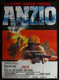 b355 ANZIO French 1p '68 Lo Sbarco di Anzio, Robert Mitchum, different art by Georges Kerfyser!