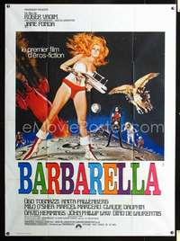 b357 BARBARELLA French one-panel movie poster '68 best art of Jane Fonda!