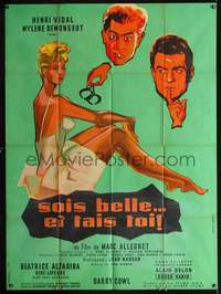 b360 BE BEAUTIFUL BUT SHUT UP French one-panel movie poster '58 sexy art!