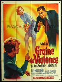 b372 BLACKBOARD JUNGLE French one-panel movie poster '55 Roger Soubie art!