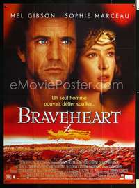 b373 BRAVEHEART French one-panel movie poster '95 Mel Gibson, Scotland!