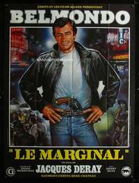 b547 LE MARGINAL French one-panel movie poster '83 Belmondo by Renato Casaro!