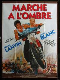 b579 MARCHE A L'OMBRE French one-panel movie poster '84 cool motorcycle art!