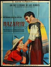 b608 NAZARIN French one-panel movie poster '59 Luis Bunuel, cool artwork!
