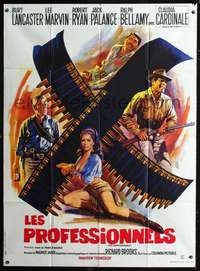 b647 PROFESSIONALS French 1p R70s Mascii art of Lancaster, Lee Marvin & sexy Claudia Cardinale!