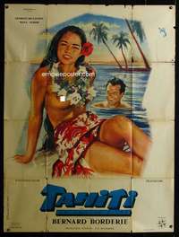 b713 TAHITI OU LA JOIE DE VIVRE French one-panel movie poster '57 Geleng art!