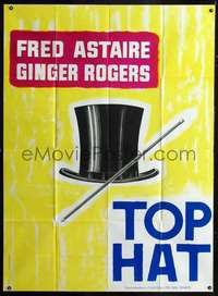 b732 TOP HAT French one-panel movie poster R70s Fred Astaire & Ginger Rogers!