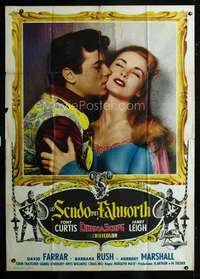 b131 BLACK SHIELD OF FALWORTH Italian one-panel movie poster '54Curtis,Leigh