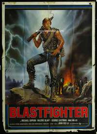 b133 BLASTFIGHTER Italian one-panel movie poster '84 cool Renato Casaro art!