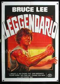 b139 BRUCE LEE THE LEGEND Italian one-panel movie poster '84 kung fu bio!