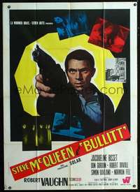 b142 BULLITT Italian one-panel movie poster '69 Steve McQueen classic!
