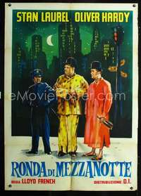 b227 MIDNIGHT PATROL Italian one-panel movie poster R60s Laurel & Hardy