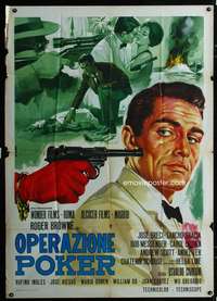 b238 OPERAZIONE POKER Italian one-panel movie poster '66 Casaro spy art!