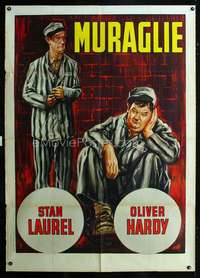 b244 PARDON US Italian one-panel movie poster R65 Laurel & Hardy classic!