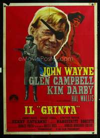 b291 TRUE GRIT Italian one-panel movie poster '69 John Wayne, Kim Darby