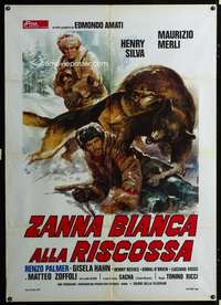 b307 WHITE FANG TO THE RESCUE Italian one-panel movie poster '75 Casaro art!