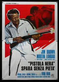 b010 BLACK GUNN Italian two-panel movie poster '72 Jim Brown, different art!