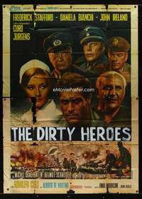 b026 DIRTY HEROES Italian two-panel movie poster '69 cool World War II art!