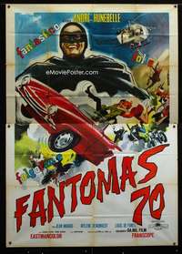 b030 FANTOMAS Italian two-panel movie poster '66 Jean Marais, Deseta art!