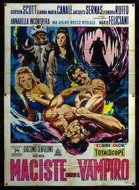 b037 GOLIATH & THE VAMPIRES Italian two-panel movie poster '61 Symeoni art!