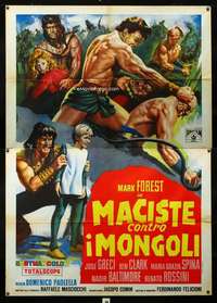 b043 HERCULES AGAINST THE MONGOLS Italian two-panel movie poster '63 cool!