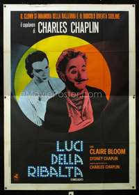 b056 LIMELIGHT Italian 1p R70s close up of aging Charlie Chaplin & pretty young Claire Bloom!