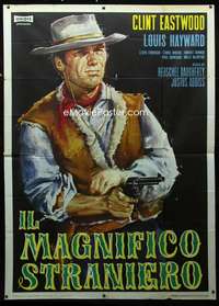b060 MAGNIFICENT STRANGER Italian two-panel movie poster '67 Clint Eastwood